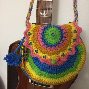 Crocheted Girls Bag/Purse/Tote Multicolor New